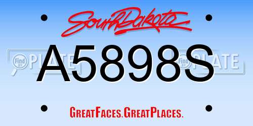 A5898S South Dakota License Plate