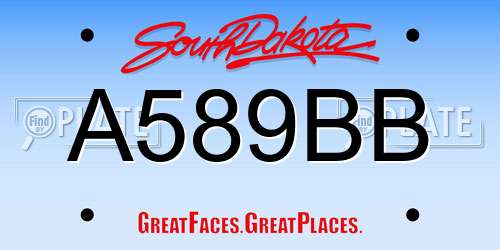 A589BB South Dakota License Plate