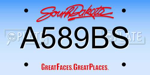 A589BS South Dakota License Plate