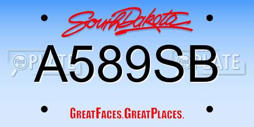 A589SB South Dakota License Plate