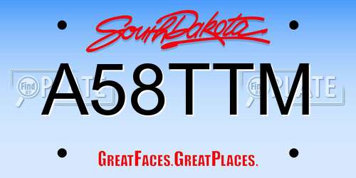 A58TTM South Dakota License Plate