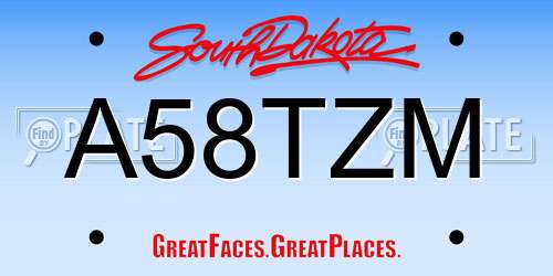 A58TZM South Dakota License Plate