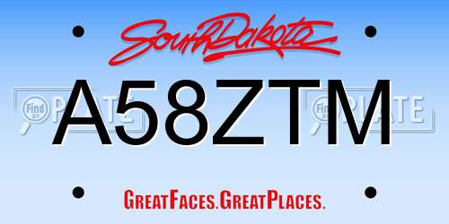 A58ZTM South Dakota License Plate