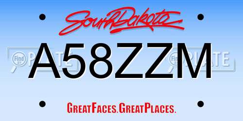 A58ZZM South Dakota License Plate