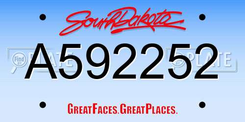 A592252 South Dakota License Plate