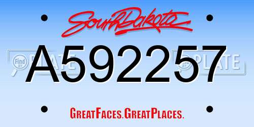 A592257 South Dakota License Plate