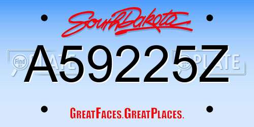 A59225Z South Dakota License Plate