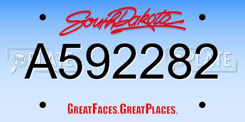 A592282 South Dakota License Plate