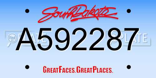 A592287 South Dakota License Plate