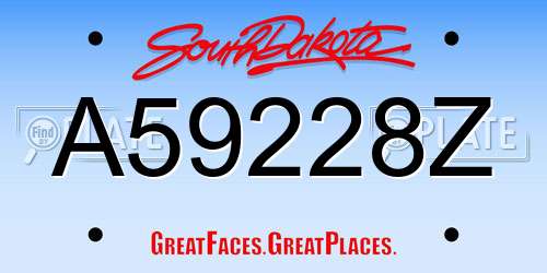 A59228Z South Dakota License Plate