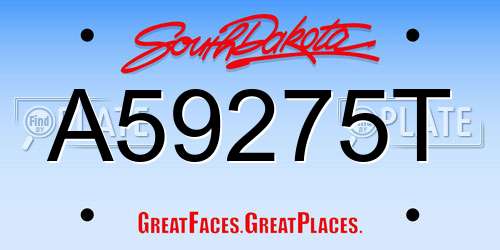 A59275T South Dakota License Plate