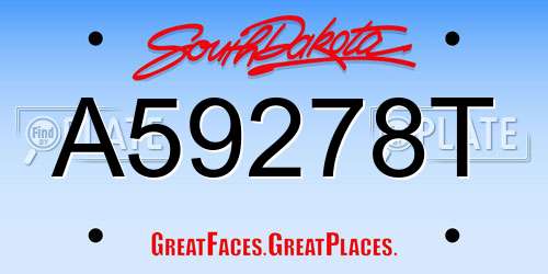 A59278T South Dakota License Plate