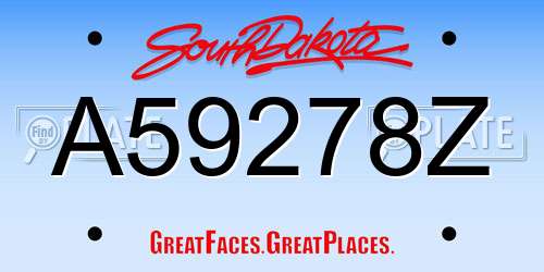 A59278Z South Dakota License Plate