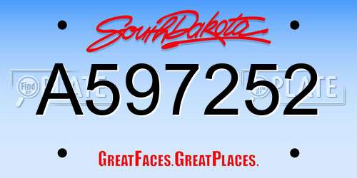A597252 South Dakota License Plate