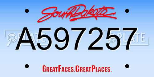 A597257 South Dakota License Plate