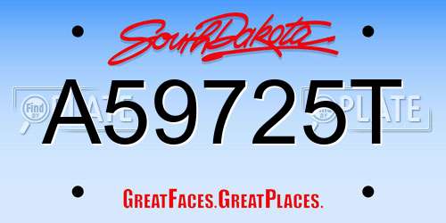 A59725T South Dakota License Plate