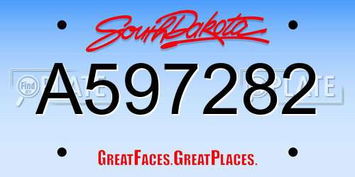 A597282 South Dakota License Plate