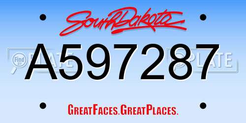 A597287 South Dakota License Plate