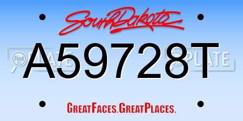 A59728T South Dakota License Plate