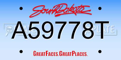 A59778T South Dakota License Plate