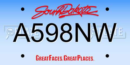 A598NW South Dakota License Plate