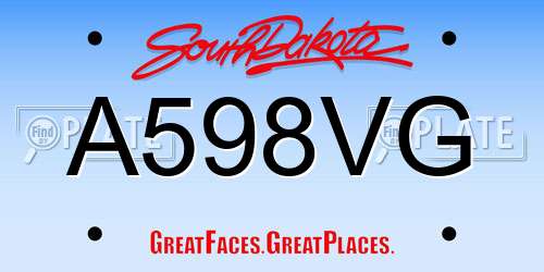 A598VG South Dakota License Plate