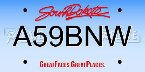 A59BNW South Dakota License Plate