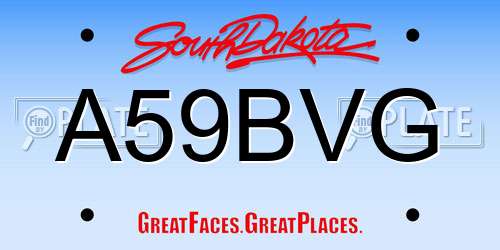 A59BVG South Dakota License Plate