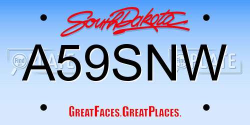 A59SNW South Dakota License Plate