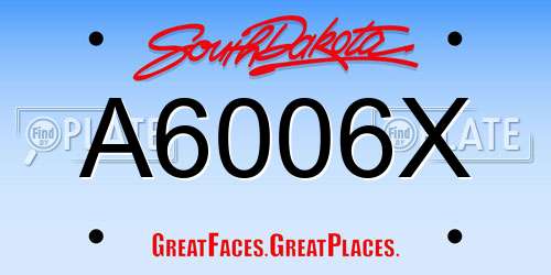A6006X South Dakota License Plate
