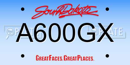 A600GX South Dakota License Plate