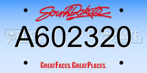 A602320 South Dakota License Plate