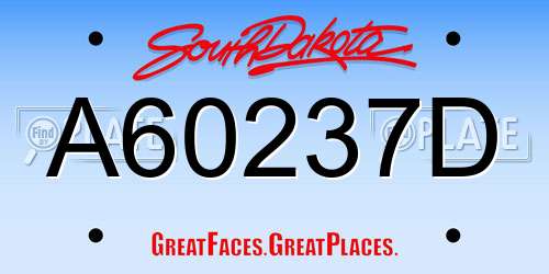 A60237D South Dakota License Plate