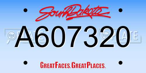 A607320 South Dakota License Plate