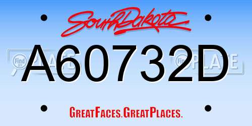 A60732D South Dakota License Plate