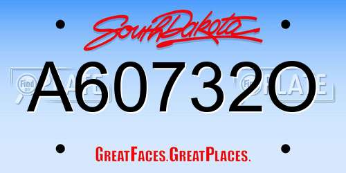 A60732O South Dakota License Plate