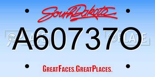 A60737O South Dakota License Plate
