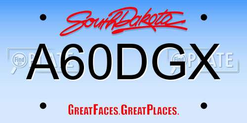 A60DGX South Dakota License Plate