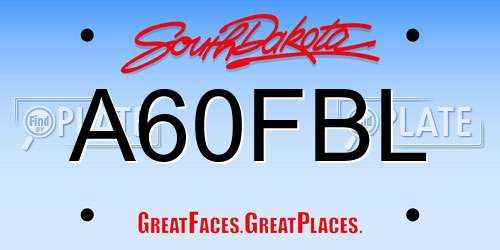 A60FBL South Dakota License Plate