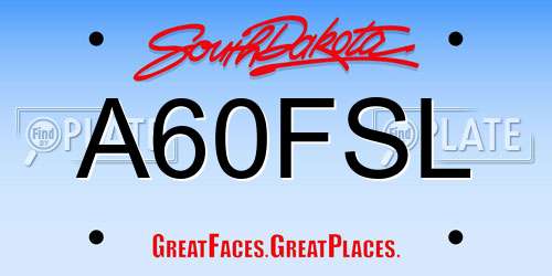A60FSL South Dakota License Plate