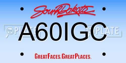 A60IGC South Dakota License Plate