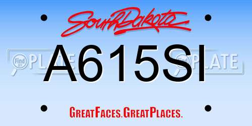 A615SI South Dakota License Plate