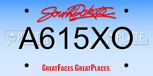 A615XO South Dakota License Plate