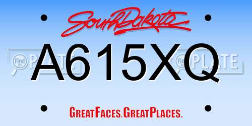 A615XQ South Dakota License Plate
