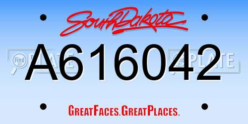 A616042 South Dakota License Plate