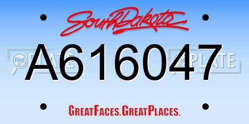 A616047 South Dakota License Plate