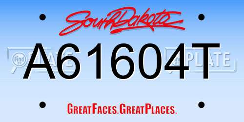 A61604T South Dakota License Plate