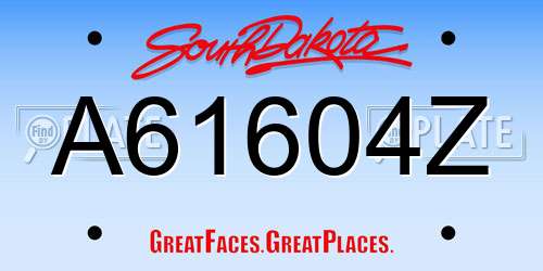 A61604Z South Dakota License Plate