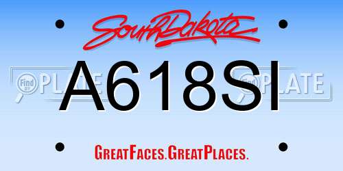 A618SI South Dakota License Plate
