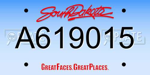 A619015 South Dakota License Plate